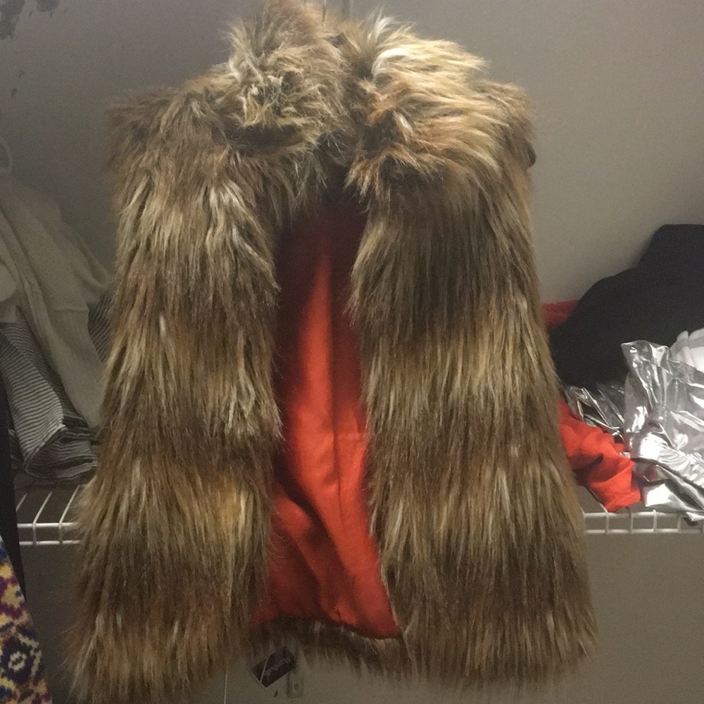 Brown fur vest